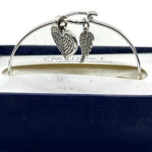 Brilliance Crystals Swarovski Bracelet Be Brave Silver Plate Angel Wing Heart